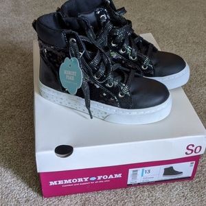 NWT Black sequin high tops with memory foam